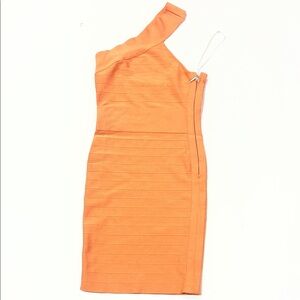 Guess by Marciano One-Shoulder Dress in Bold Orange, bandage dress Y2K style
